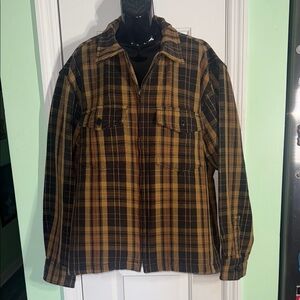 Line Of Trade Lodge Brown Plaid Logger Zip Shirt Jacket Workwear Rugged Size XXL